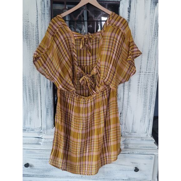 New Anthropologie Gauzy Plaid Mini Dress - Large - Picture 6 of 6